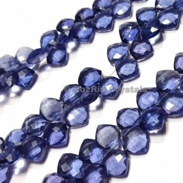 High Quality TANZANITE Quartz Faceted Cushion Square Shape Briolette Beads 