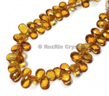 High Quality,GORGEOUS,Citrine Quartz Faceted Pear Briolette Beads,Citrine Quartz Beads