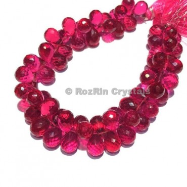 Pink Tourmaline Gemstone Quartz Beads,Pink Tourmaline Quartz Faceted Drop Briolettes Beads Pink Tourmaline Quartz Beads