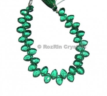 9 Inch Strand Amazing Quality Emerald Quartz Faceted Marquise Briolettes Beads Emerald Quartz Briolettes Beads