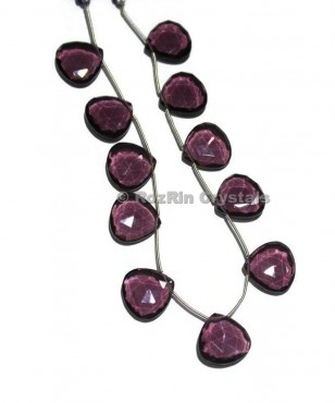 9 Inch Strand,GORGEOUS,High Quality,Amethyst Quartz Faceted Heart Briolettes Beads
