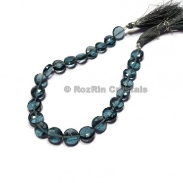 9 Inch Strand,Hydro Quartz Hydro Color Quartz Faceted Coin Shape Briolette Beads