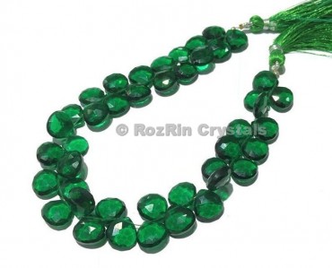 AAA Quality Emerald Quartz Gemstone Faceted Heart Briolette Beads