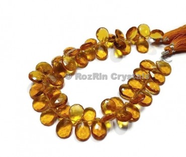 Amazing Quality Citrine Quartz Faceted Pear Briolettes Beads 