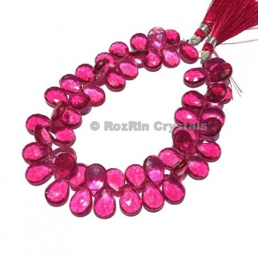 Amazing Quality Pink Tourmaline Quartz Faceted Pear Briolettes Beads