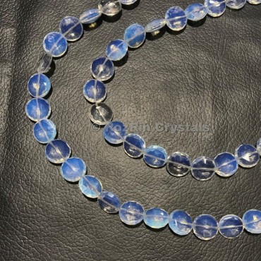 Opalite Quartz Faceted Coin Shape Briolette Beads