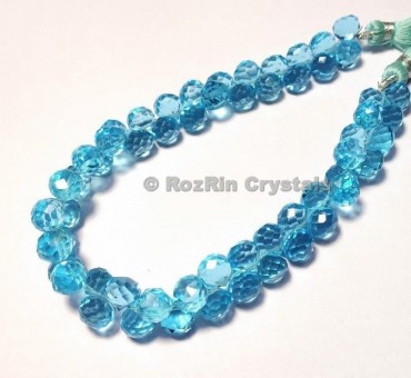 Faceted Onion Briolettes Beads Blue Topaz Quartz Beads