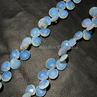 Opalite Quartz Gemstone Faceted Heart Briolette Beads