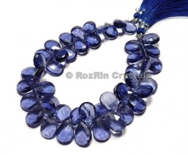 Top Quality TANZANITE Quartz Faceted Pear Shape Briolette Beads