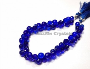 High Quality Blue Sapphire Quartz Faceted Onion Briolettes Beads 