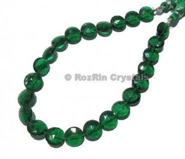 High Quality Emerald Quartz Gemstone Faceted Coin Briolette Beads