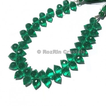 High Quality Emerald Quartz Gemstone Faceted Puffed Marquise Briolettes Beads