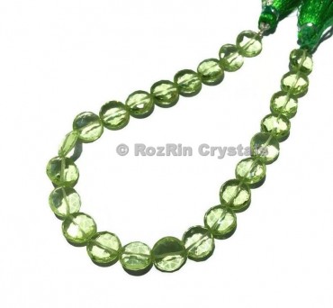 High Quality Green Amethyst Quartz Faceted Coin Shape Briolettes Beads