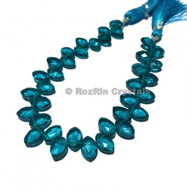 High Quality London Blue Topaz Quartz Faceted Marquise Briolettes Beads