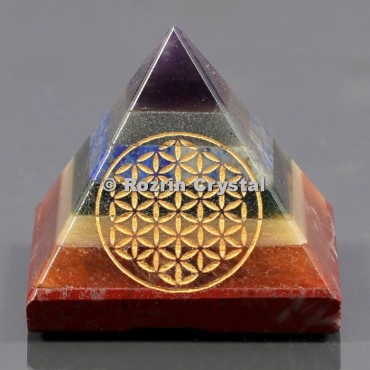 Chakra Bonded Flower Of Life Healing Pyramid