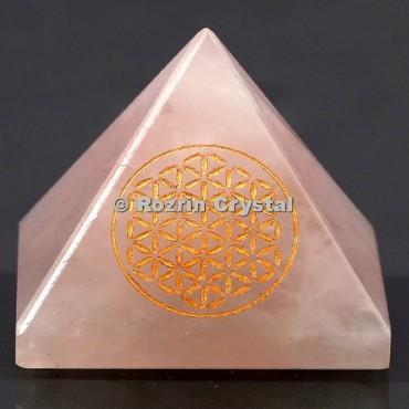 Rose Quartz Flower Of Life Healing Pyramid