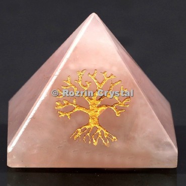 Rose Quartz Tree Of Life Healing Pyramid