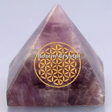 Amethyst Flower  Of Life Healing Pyramid