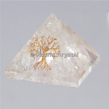 Crystal Quartz Tree Of Life Healing Pyramid