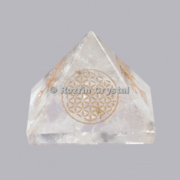 Crystal Quartz Flower Of Life Healing Pyramid