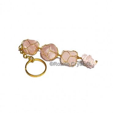 rose quartz 3stone hanging