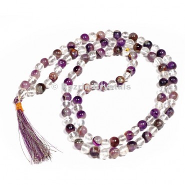 Crystal with Amethyst Japa Mala