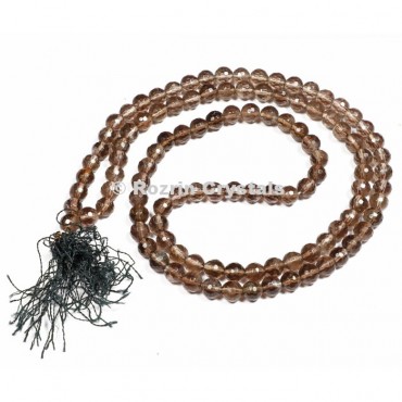 Faceted Smokey Quartz Japa Mala