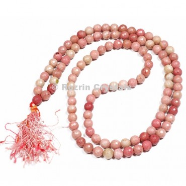 Faceted Rhodonite Japa Mala