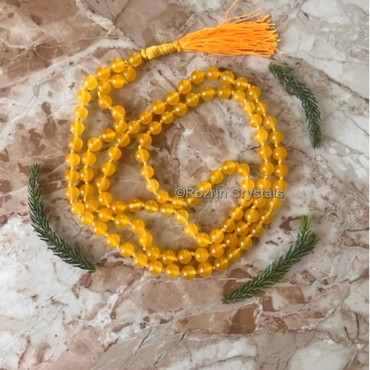 Hand Knotted Yellow Jade Mala 108 Beads For  Meditation