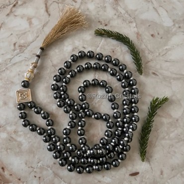 Hand Knotted Hematite 108 Beads Mala For Healing