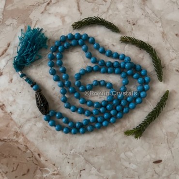 Hand Knotted Turquoise Synthetic Mala 108 Beads