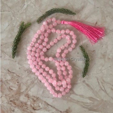 Hand Knotted Rose Quartz 108 beads Jap Mala