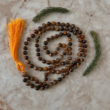 Hand Knotted Tiger Eye108 beads  Jap Mala