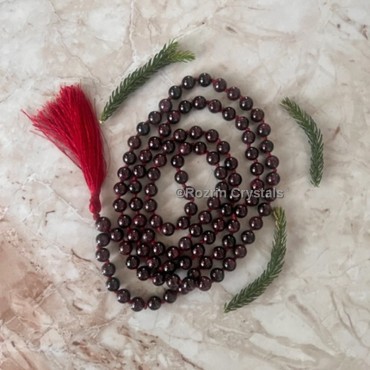 Hand Knotted Natural Garnet 108 Beads mala