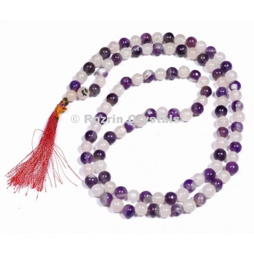 Rose Quartz and Amethyst Japa Mala