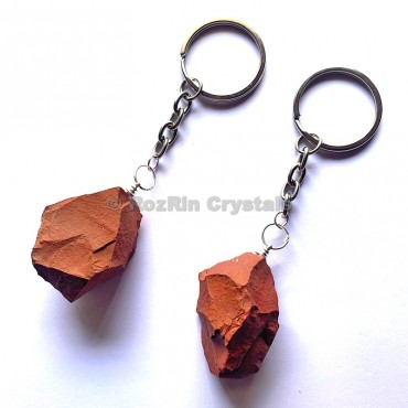 Red Jasper Natural Rough Keychain