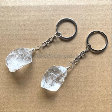 Crystal Quartz Natural Rough Keychain
