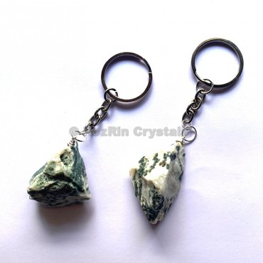 Tree Agate Natural Rough Keychain