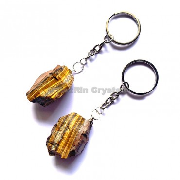 Tiger Eye Natural Rough Keychain