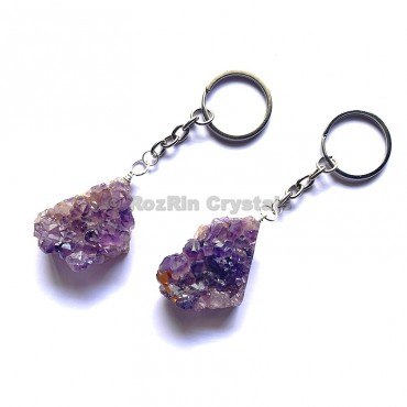 Amethyst Cluster Keychain