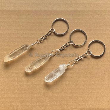 Crystal Quartz Natural Point Keychain