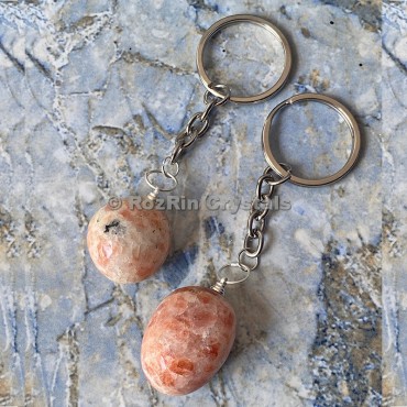 Sunstone Tumbled Stone Keychain