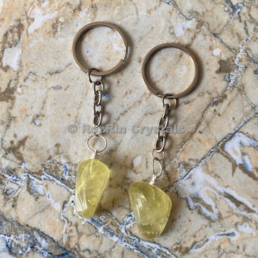 Lemon Quartz Tumbled Stone Keychain