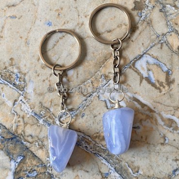 Blue lace Tumbled Stone Keychain