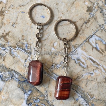 Red Tiger Eye Tumbled Stone Keychain