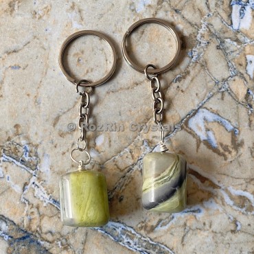 Serpentine Tumbled Stone Keychain