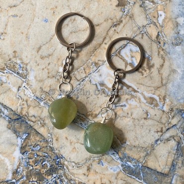 Green Aventurine Tumbled Stone Keychain