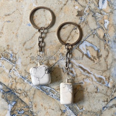 Howlite Tumbled Stone Keychain