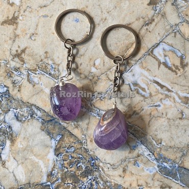 Amethyst Tumbled Stone Keychain