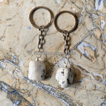 Rainbow Moonstone Tumbled Stone Keychain